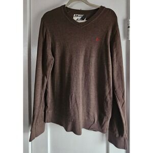 VOLCOM cotton blend men Sz XL‎ brown long sleeve knit pullover sweater